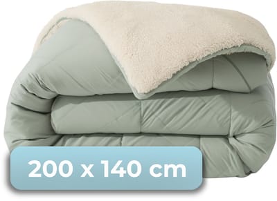 HUSH Living - Wasbaar Dekbed Tweekleurig Design Sage Green/Teddy - 140x200 cm – 300 gsm - inclusief bijpassende kussensloop