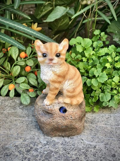 Welkom kitten oranje 12 cm hoog - levensecht - hond - dog - polyester - polyresin - polystone - hoogkwalitatieve kunststof - decoratiefiguur - interieur - accessoire - voor binnen - cadeau - geschenk - tuinfiguur - tuinbeeldje - tuindecoratie