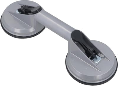 Dubbele Zuignap - Glaslifter Metaal - Zware Platen Dragen - Aluminium Constructie - 115 mm Zuignap - Zilver