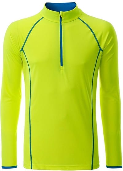 James and Nicholson Heren Sport Top met lange mouwen (Helder geel/rechterblauw)