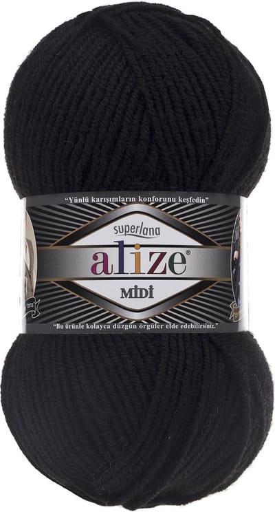Alize Superlana Midi 60 Black Pakket 5 Bollen 500 Gram