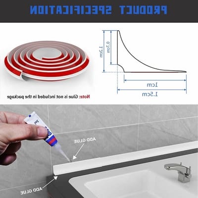 Vouwbare siliconen afdichtingstape voor douche en wastafel, waterdicht, anti-overloop, ideaal voor badkamer en keuken, met twee kleefzijden