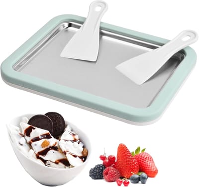 IJsmachine met Spatels - Rol ijsmaker - Zelf ijs maken - Snel dessert bereiden - 26 x 21 cm - Groen