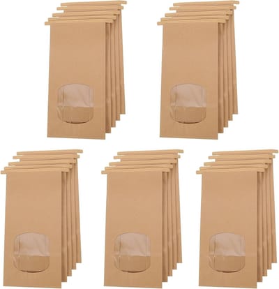 25 Stuks Bruine Kraft Papieren Tassen met Kijkvenster, 17x9x6cm, Oliebestendig voor Trouwen, Feestjes, Cadeaus en Snacks zoals Noten, Koffie, Thee en Specerijen