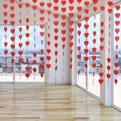 CHPN - DIY Hartjesslinger - Valentijns Slinger - Love - Valentijn - Feestversiering - Liefde - Hartvormige decoratie - Slinger met hartjes - Rood - 16 hartjes met touw - 7CM doorsnede