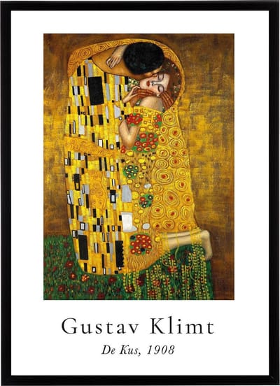 Poster Gustav Klimt - De Kus - In Passe Pastout - Art Nouveau - Kunst Print - 50x70 cm