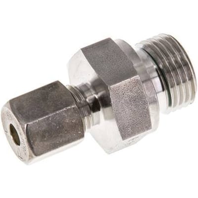 G 1/2'' Buitendraad x 6S RVS Rechte Knelfitting met FKM Afdichting 630 Bar DIN 2353 - FL2S-MO-STFP-012G-06-S