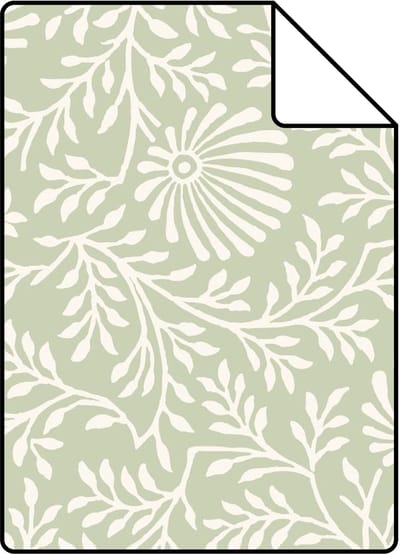 Proefstaal ESTAhome behang vintage bloemen licht vergrijsd groen - 26.5 x 21 cm - 132007-S