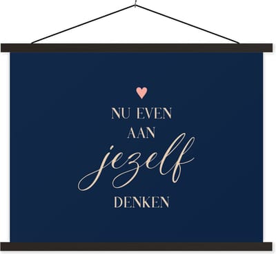 Posterhanger incl. Poster 40x30 cm - Schoolplaat - Beterschap - Quotes - Hart - Denken - Textielposter - Zwarte latten