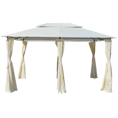vidaXL - Tuinpaviljoen - met - gordijnen - 4x3 - m - wit