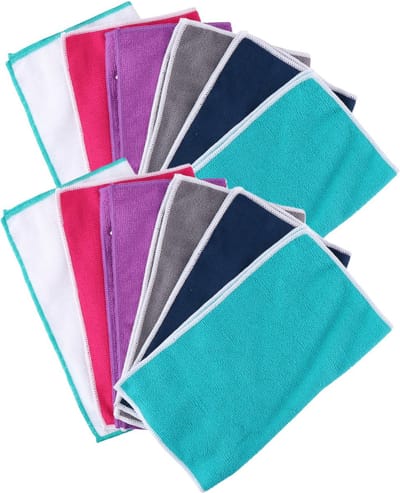 Lifetime Clean Microvezel huishoud/schoonmaakdoekjes - 12x stuks - kleuren mix - 30 x 35 cm - schoonmaken - huis/auto/sanitair