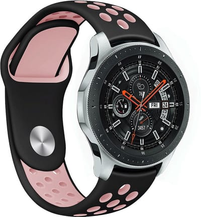 Jumada's - Bandje geschikt voor Samsung Galaxy Watch - Sportband ZwartRoze - 41mm en 42mm