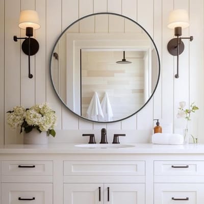 Ronde wandspiegel 76,2 cm - Ideaal voor badkamer, slaapkamer, en entree