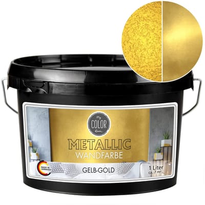 My Color Room Metallic Muurverf - Hoogglans Afwerking - Waterbasis - Terpentine vrij - Geel goud - 1 Liter