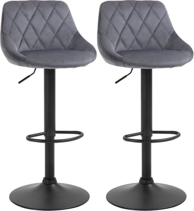 HOMCOM Barkruk Polyester, Staal 48L x 46B x 83-104H cm Donkergrijs