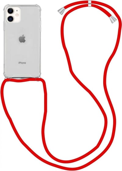 Hoesje met Koord Geschikt voor de Apple iPhone 11 | Back Cover met Ketting | Flexibel TPU | Ideaal voor Festival / Vakantie | Rood