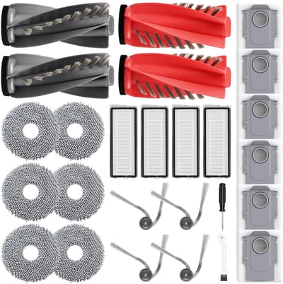 Dailygoods- Accessoires Robotstofzuiger - 26 Stuks - 2 Paar Hoofdborstels - 6 Stofzakken - 6 Dweilpads - 4 Filters - Perfecte Pasvorm - Robotstofzuigeronderdelen