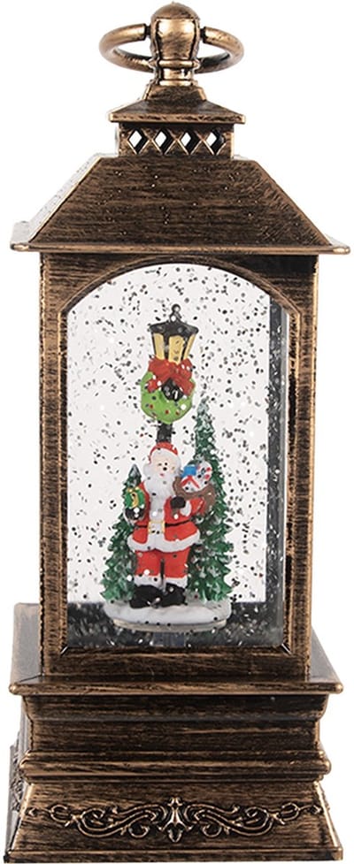 Clayre & Eef Kerstdecoratie met LED-verlichting en muziek 8x8x20 cm Bruin Kunststof