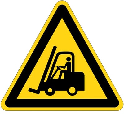 Heftruck gevaar waarschuwingsbord - W014 | gecoat dibond materiaal | 15 cm