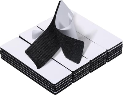 Extra sterke dubbelzijdige plakband - 20 sets van 1x4 inch klittenbandstrips met zelfklevende achterkant - voor het ophangen van foto's en het bevestigen aan muren - geschikt voor thuis en op kantoor - zwart