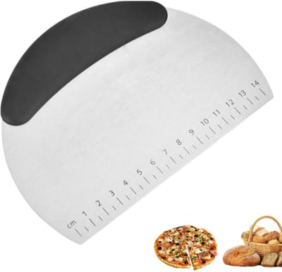 Deegschraper - schraperplank - met maatverdeling - deegsnijder - RVS - bakgereedschap - keukenaccessoire - geschikt voor keuken-restaurant-bakkerij - zwart - 16*12 cm