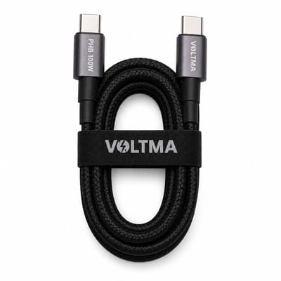 Voltma PHB100BCC usb c naar usb c kabel - 1,2M usb-c oplaadkabel - QC2.0 100W Snel opladen - Gevlochten USB-C datakabel - Bestand tegen meer dan 5000 buigingen - snellader geschikt voor telefoon, laptop, tablet, iPhone, Samsung, MacBook - Zwart
