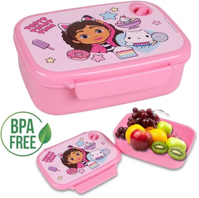 Gabby's Dollhouse Roze Broodtrommel, Lunchbox schoolmeisje ontbijtdoos, BOX voor ontbijt, lunchdoos voor boterhammen, hapjes