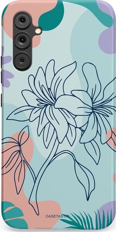 Casetastic Hoesje Geschikt voor Samsung A34 (5G) - Stijlvolle Beschermende Duo-layer Case - Mint Bloemprint
