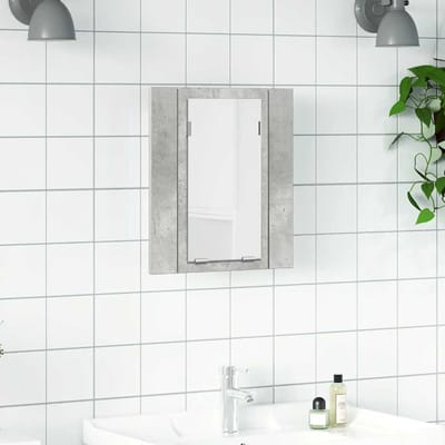 vidaXL - Badkamerkast - met - spiegel - en - LED - 40x12x45 - cm - acryl - betongrijs