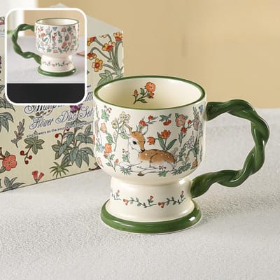 Tasse à Glace de Haute Qualité à Pied Haut Tasse en Céramique Commerciale Sens Haut de Gamme Luxe Léger Filles Mignon Dessert Tasse à Glace 320ml