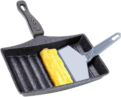 Omeletpan Koekenpan - Japanse Snackpan - Ontbijt Maken - Antiaanbak Maifansteen - 22.5 cm - Zwart