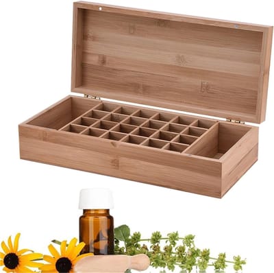 Houten opbergdoos voor essentiële oliën met 26 gaten - Ideaal voor nagellak, geuroliën en aromatherapie