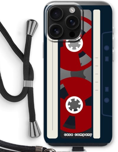 Case Company® - Hoesje met koord geschikt voor iPhone 16 Pro Max hoesje met Koord - Here's your tape - Telefoonhoesje met Zwart Koord - Bescherming aan alle Kanten en Over de Schermrand