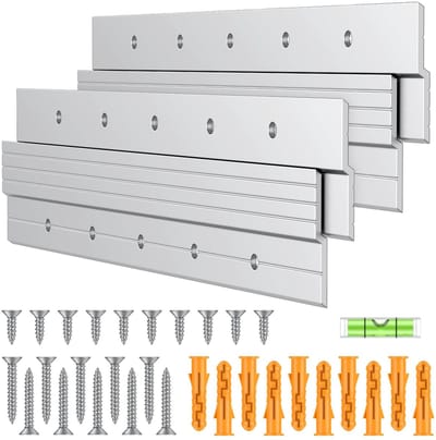 Dailygoods- Schoenplaatjeshanger 30 cm - Wandmontagebeugel - Zware Aluminiumlegering - 36 kg Belasting - Opknoping Hardware - In elkaar grijpende Z Bar Clip - Wandbeugel