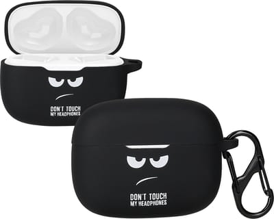 kwmobile Hoes geschikt voor JBL Wave 200TWS - Siliconen cover voor oordopjes in wit / zwart / zwart - Don't Touch My Headphones design