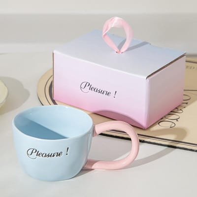 Niche Design Gevoel Koffiekop Mok Keramiek Hoge uitstraling Drinkbeker Huishouden Meisje Grote Oor Melkbeker about 300ml white