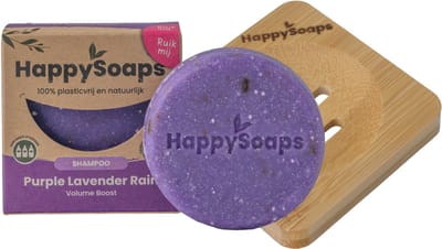 HappySoaps Purple Lavender Rain – Shampoo Bar + Bamboe Zeephouder – Natuurlijke & Plasticvrije Haarverzorgingsset