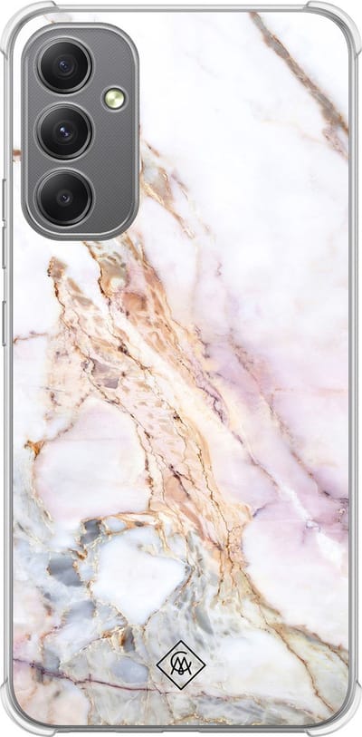 Casimoda® hoesje - Geschikt voor Samsung Galaxy A34 - Parelmoer Marmer - Shockproof case - Extra sterk - TPU/polycarbonaat - Multi, Transparant