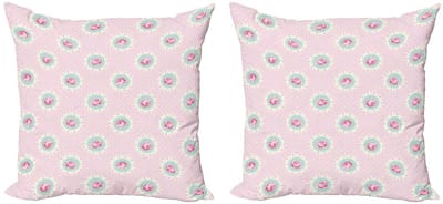 ABAKUHAUS Shabby Flora Kussenhoes – 2x40x40 cm – Dubbelzijdige Print – Seafoam Wit