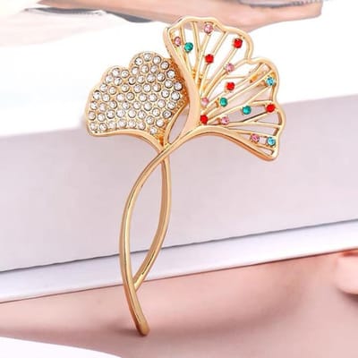 Broches Feuilles de Ginkgo Pour Femmes Fête de Mariage Fleur Broches Mode Bijouterie Broche Femme Bijoux de Luxe white