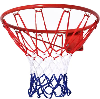 Basketbalring met net - Muur basketbal set - Buiten basketbal hoepel - Tuin basketbal voor kinderen - met stalen frame, 46 cm diameter, eenvoudig te installeren - Metaal en Nylon - Ø46 cm - Geschikt voor muur, tuin, binnen en buiten - Rood