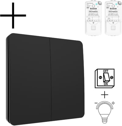 Draadloze Wandschakelaar | Wifi | App bediening | Opbouwmontage | Aan uit dimmer | RF 433 MHz | Kinetisch | Zwart