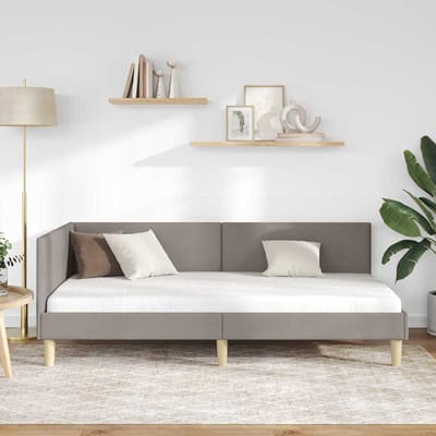 vidaXL - Hoek - Bed - Frame - Taupe - 80 - x - 200 - cm - Stof