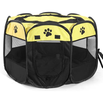 Parc pour animaux de compagnie, pliable, Portable, étanche, en plein Air, Oxford, maille à Air, tente pour stylo d'exercice M jaune
