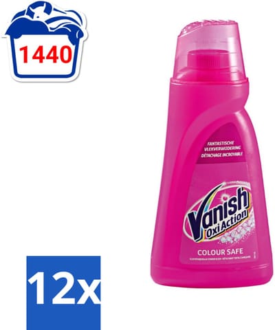 Vanish Oxi Action - Veilige Kleur - Vlekkenverwijderaar Gel - Zonder Bleek - Gekleurde Was - 1 L - Voordeelverpakking - 12 stuks