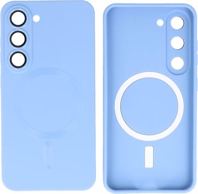 MagSafe Hoesje - Backcover met Camera Beschermer - Hoesje Geschikt voor de Samsung Galaxy S23 - Blauw