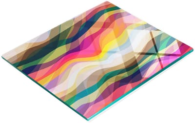 Stijlvol en duurzaam glazen bord met abstracte golfprint, 60x52 cm