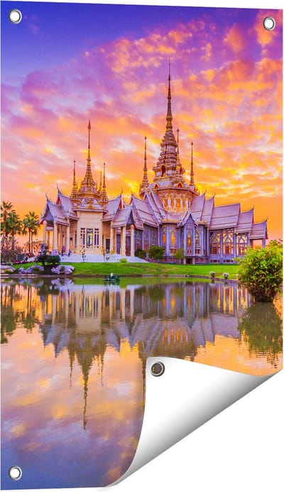 Gards Tuinposter Wat Non Kum Tempel in Thailand - 40x60 cm - Tuindoek - Tuindecoratie - Wanddecoratie buiten - Tuinschilderij