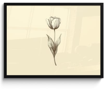 Poster in lijst - Fotolijst 70x50 cm - Posters - Illustratie - Tulp - Zwart - Posterlijst zwart - Decoratie - Wanddecoratie woonkamer - Muurdecoratie slaapkamer