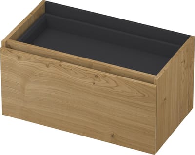 INK - Onderkast 1L met Binnenlade Greeploos Houten Keerlijst Fineer Zonder Sifonuitsparing in Binnenlade - 800x450x400 Mm - Natur Fineer